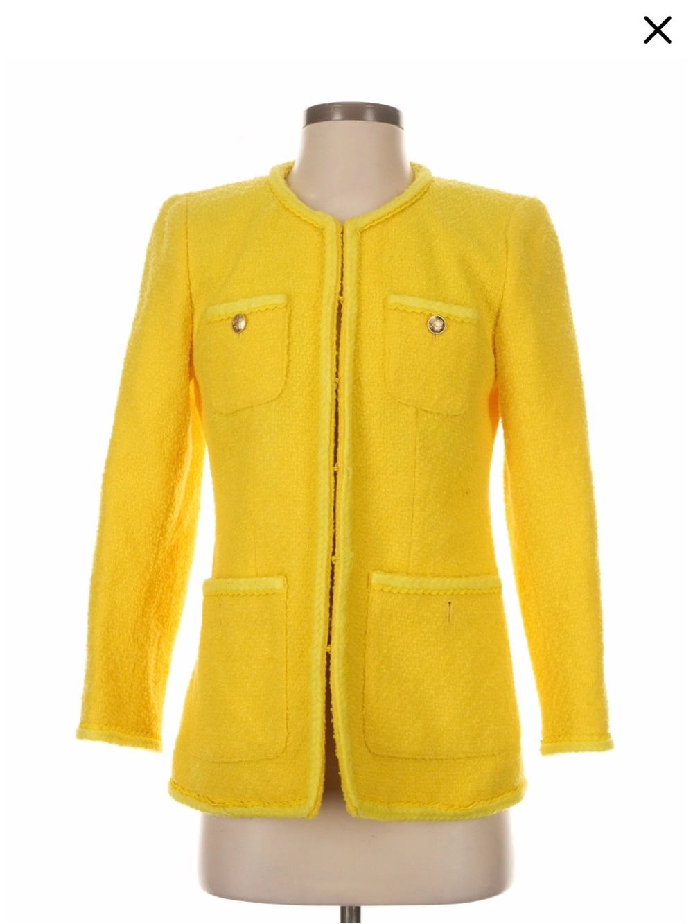 J. Crew Bright Yellow Bouclé Collarless Jacket